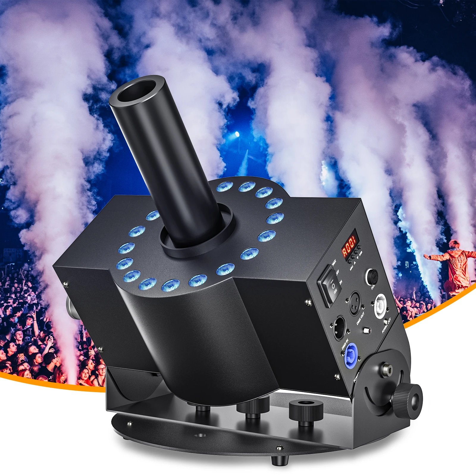 300W Dmx Control Smoke Fog Cannon Machine Column Led Rgb Co2 Jet Machine For Disco Party Nightclub Bar Smoke Machine