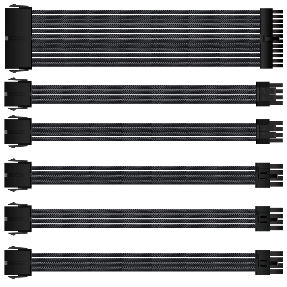 Atx Extension Cable Kit Psu Pc Front Panel Power Black 24 pin Power Supply Wired Computer Cables Psu Cable Extension Kit