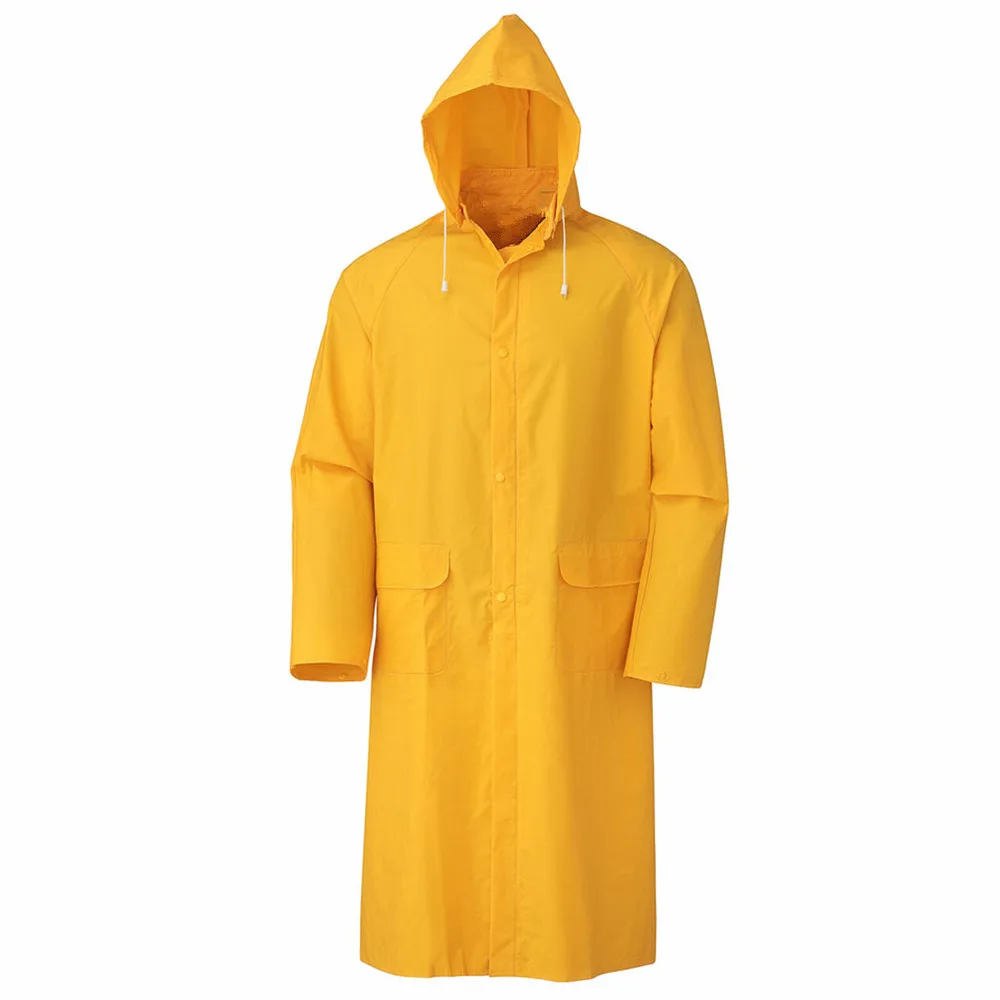 raincoat Yellow water proof heavy duty rain coat for adults mens long raincoat polyester raincoat