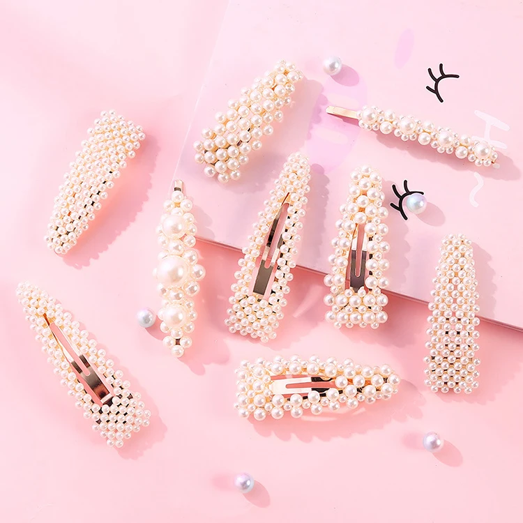 
Korean fashion hot sale kids pearl hairpin word clip side BB women gold jewelry hair clips for girl headwear accessories 
