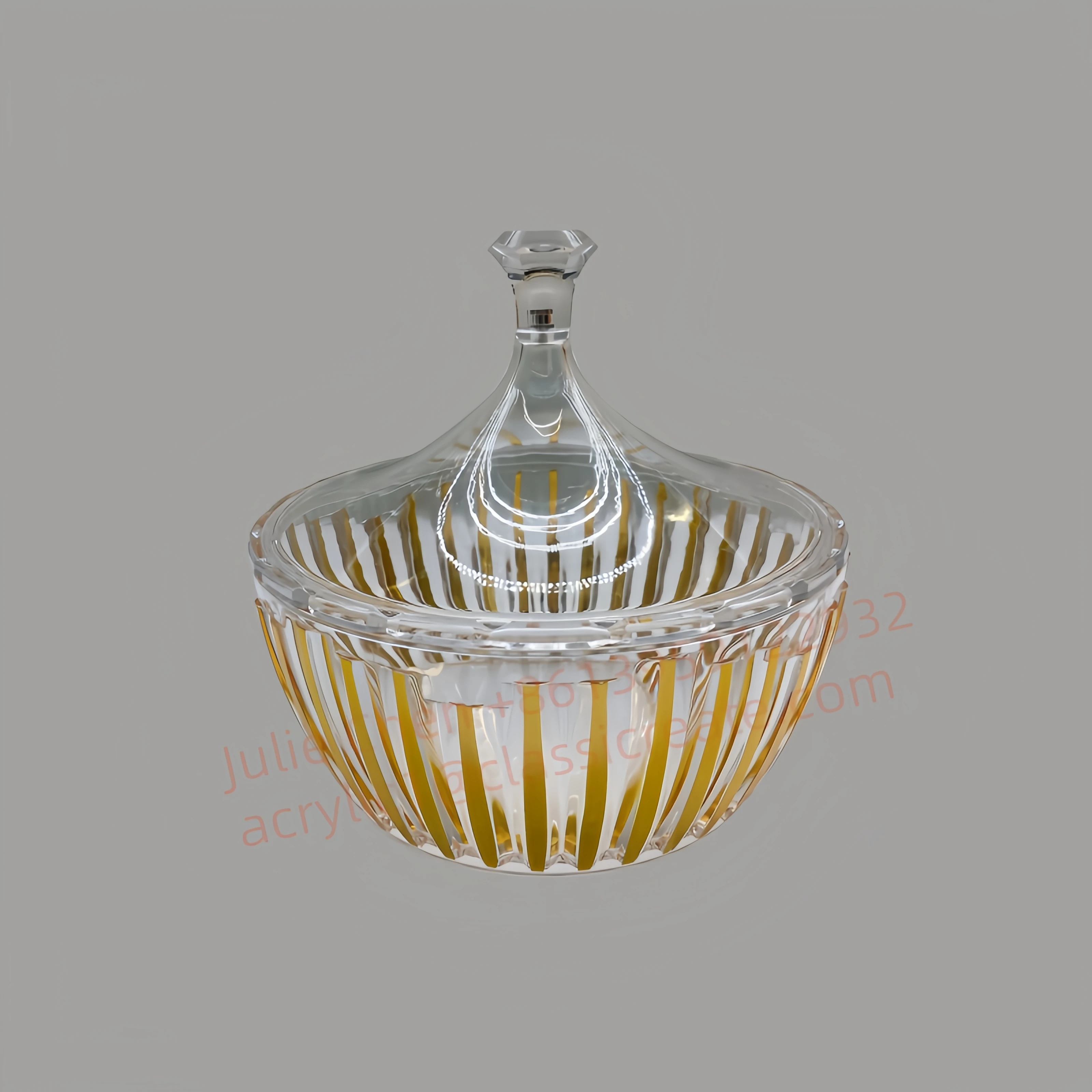 Clear Acrylic Candy Jar With Lid Crystal Covered Sugar Bowl for Candy Buffet Party Wedding Home Deco Serving Bowl With Gold Rim