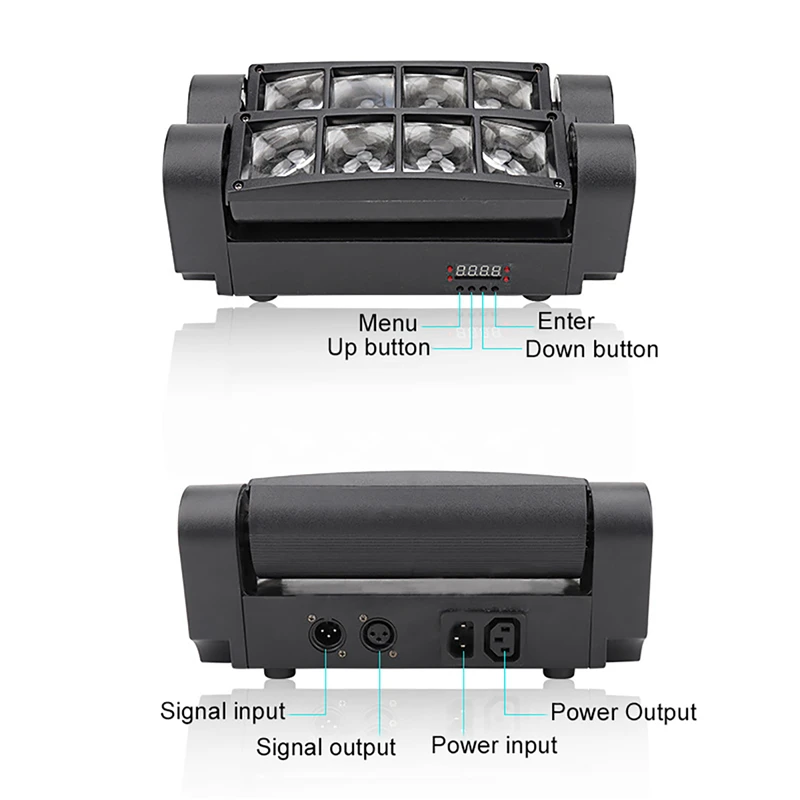 8x3W LED DJ RGBW Sound Activated DMX-512 Control Lighting Spider Beam Moving Head Stage Light for Party Pub Disco Show Wedding