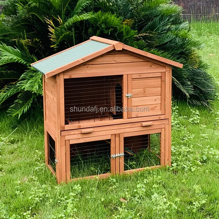SDR009-T Rabbit Houses Sale Outdoor Solid Wood Pet House Rabbits House Cages Coop Wooden Rabbits Hutch