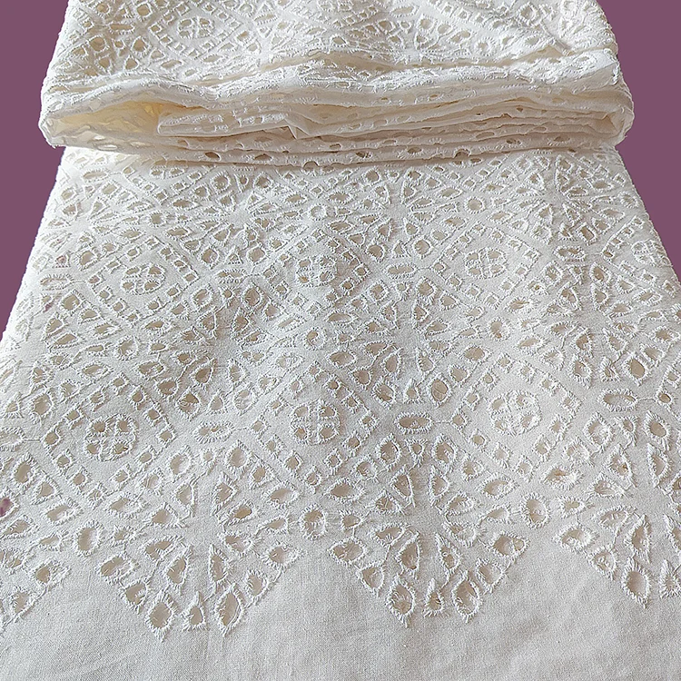 China wholesale factory custom design embroidery fabric cotton for dress curtain wedding