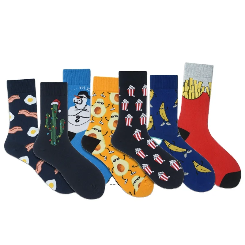 custom logo printed high quality fuzzy french food socks for men with ODM