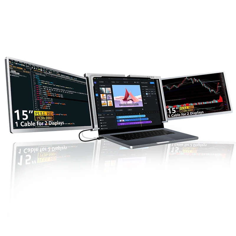14 inch laptop screen extender all in one pc with one cable 1080p lcd screen triple screen laptop