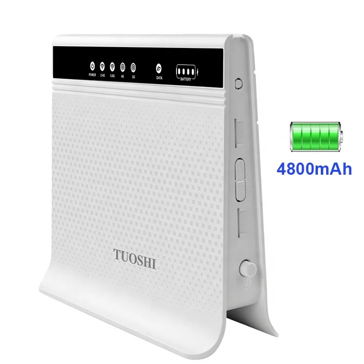 
TUOSHI Wireless 4G CPE Router With Battery LTE Mobile 1200Mbps Wifi Hotspot Unlocked Global FDD/TDD LTE Dual Sim Router 