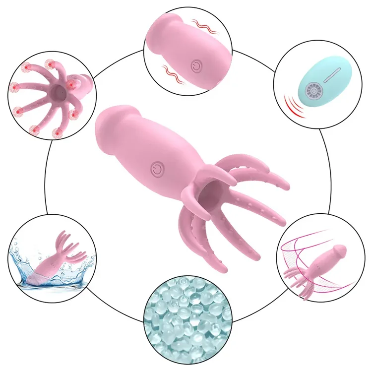 Remote Control Octopus Dildo Vibrator 10 Modes Vibrating Butt Plug Clit Nipples Sucking Saxy Toys