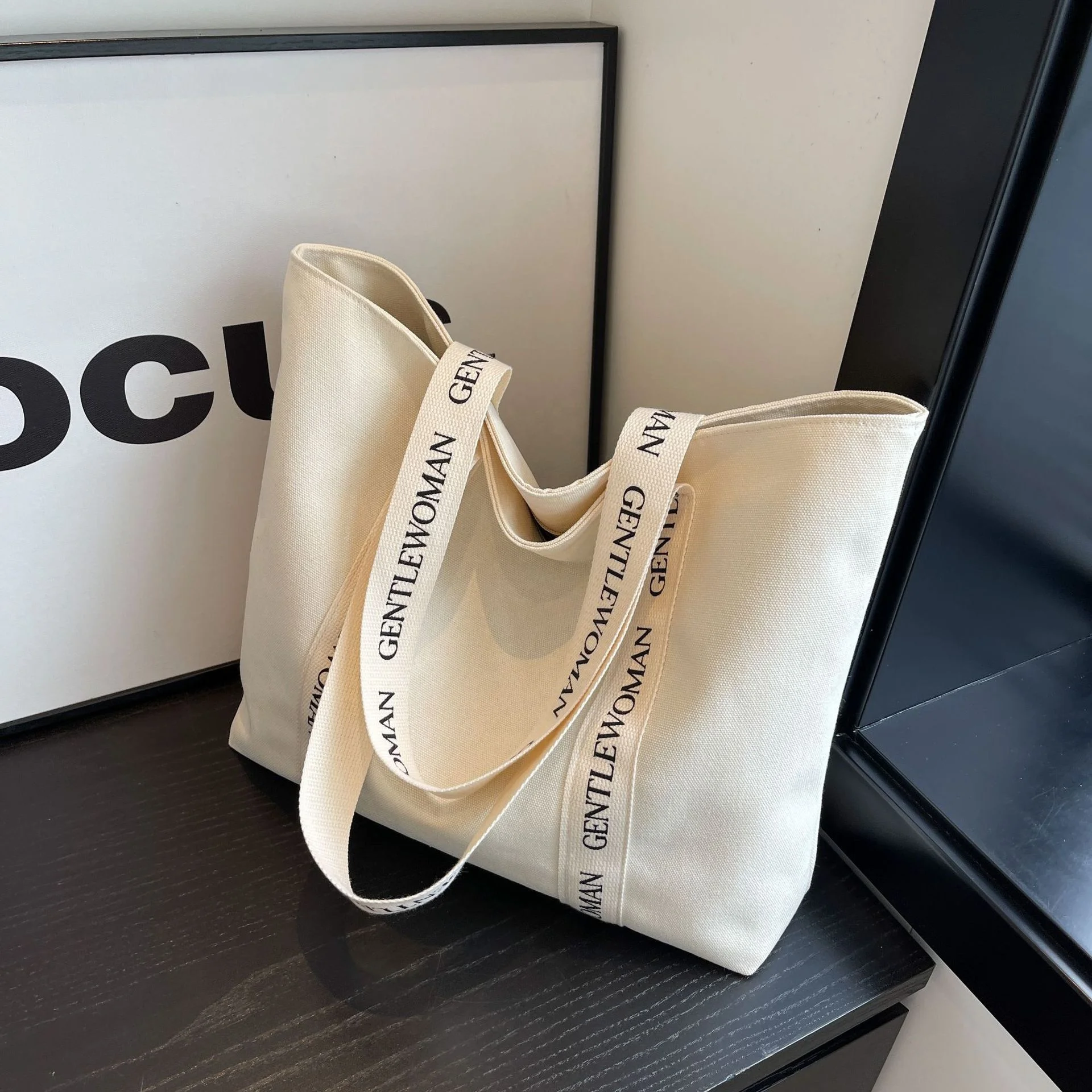 Customized Branded Strap Printed logo Shopping Cotton Canvas Active Lifestyle Sporty Tote Bag for gym