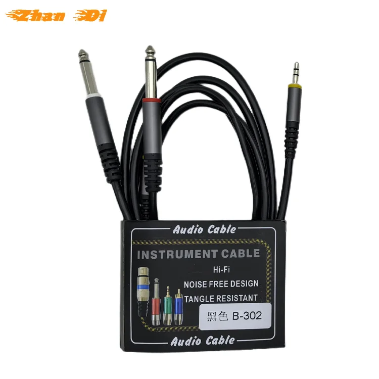 High Quality colored 1.5m Gold-Plated 3.5mm to Double 6.35mm Audio Adapter Connector Auto Electronics Product