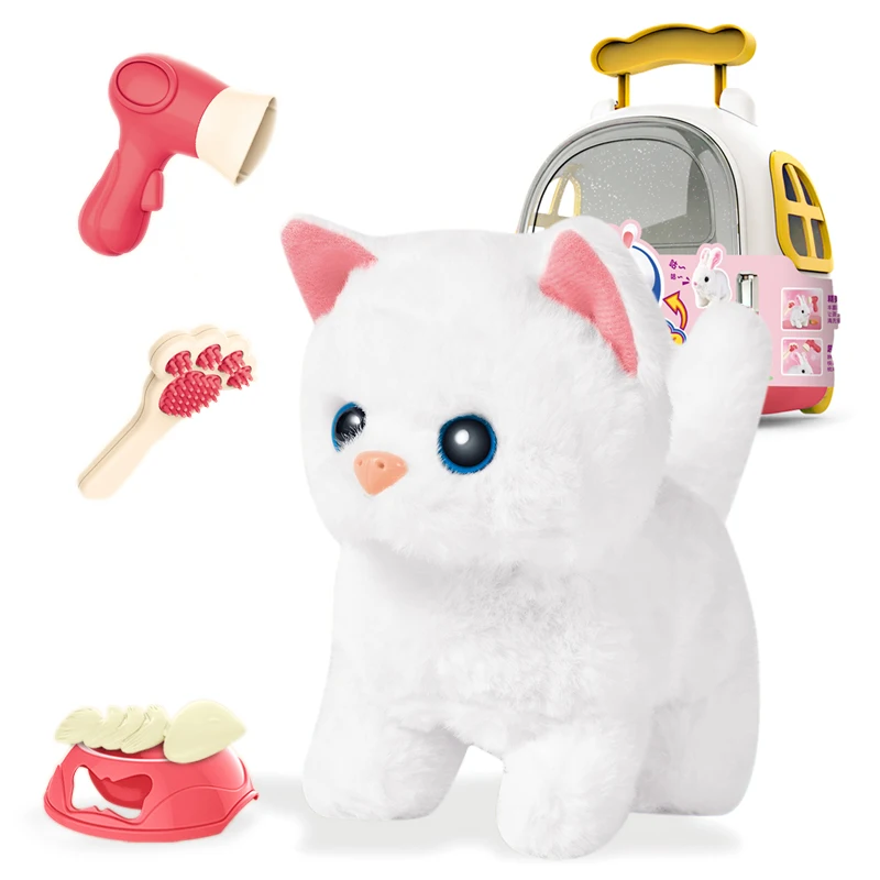 Cute Electronic Plush Animals Toys Soft Realistic Interactive Kitten Pet Dog Pretend Play House Stuffed Animal Toy
