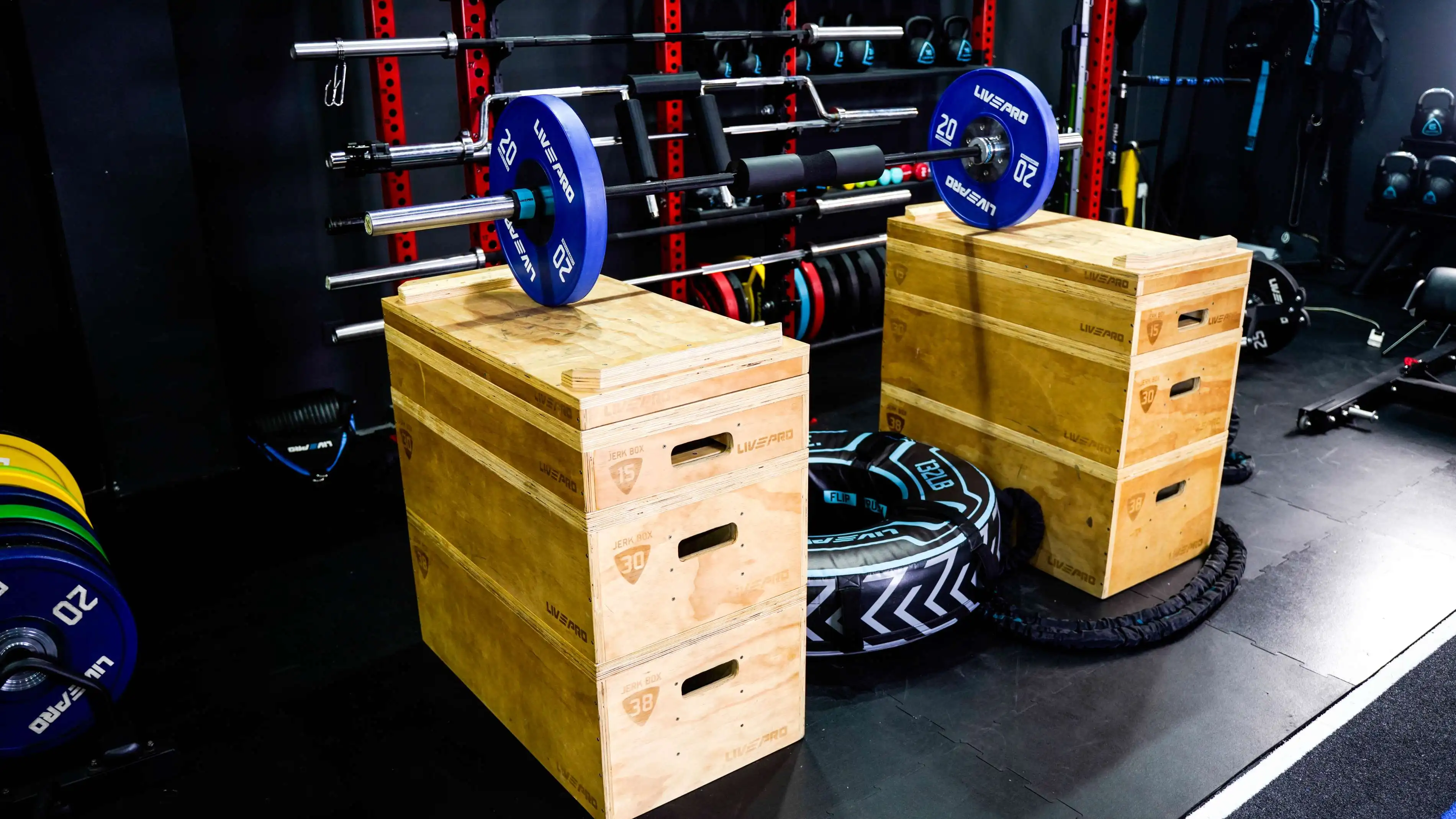 High Quality Weight Lifting Wood Jerk Boxes Jerk Block Boxes Set Ajustable Stacked Wooden Jerk Box