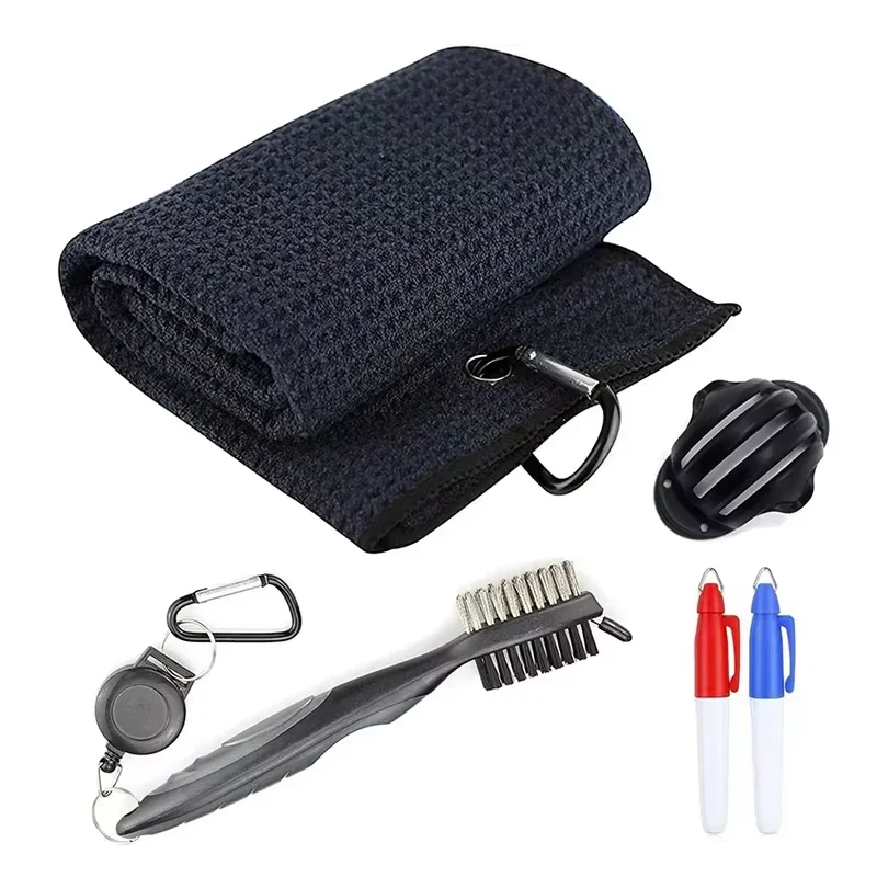 Wholesale Custom Golf Accessories Kit Ball Marker Divot Tool Towel Tee Ball Holder Brush Personalized Golf Logo Essentials Set
