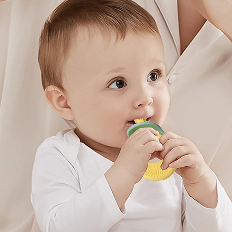 BPA Free Infant Prevent Swallowing Toddler Safety Chewing Grip Baby Gum Care Silicone Toothbrush Teether