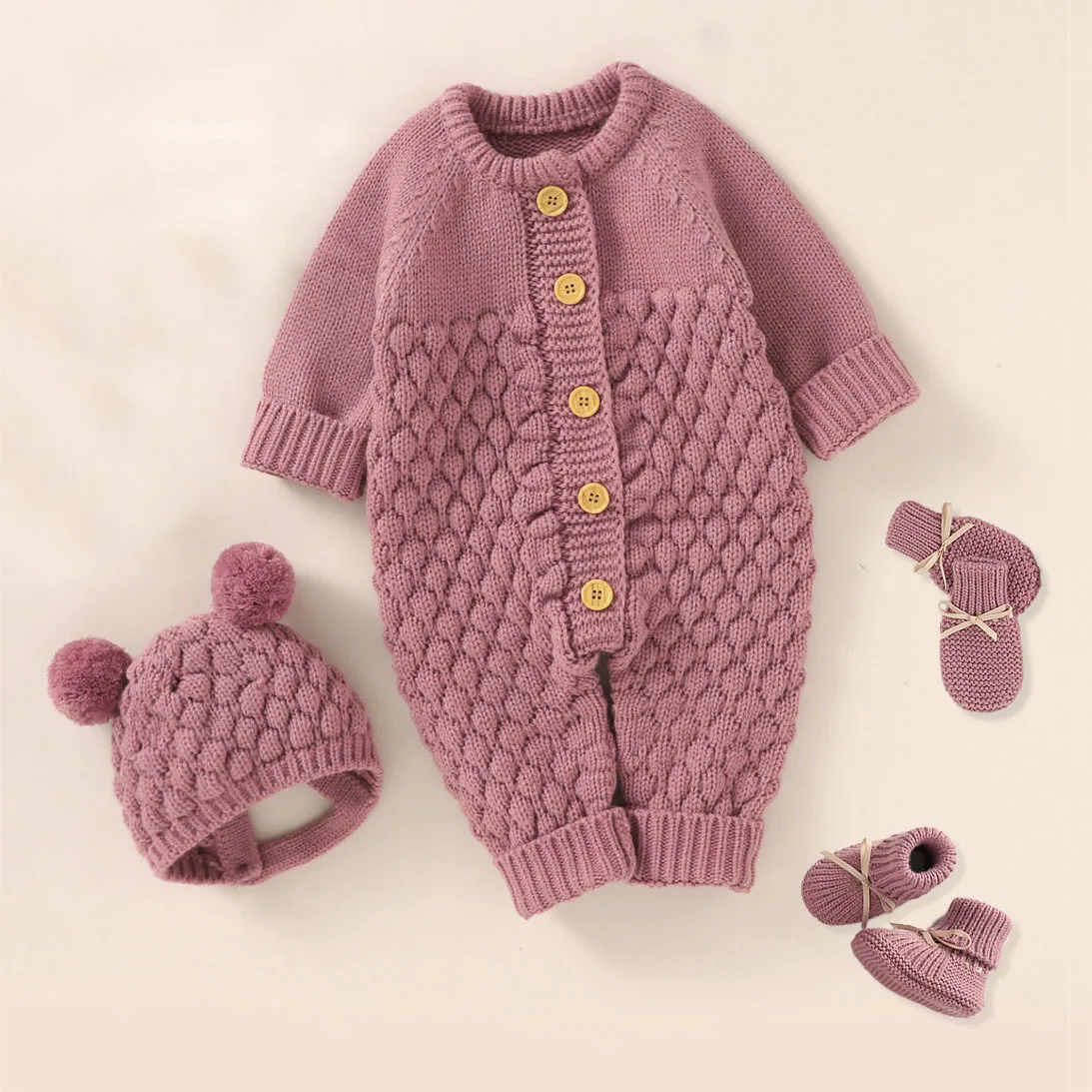 Custom Logo New born Organic Cotton Winter Clothes Plain Baby Long Sleeves Knit baby rompers newborn jumpsuits rompers sweater