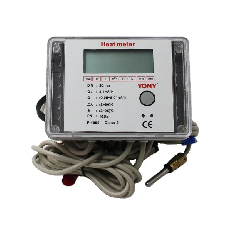 zhejiang yony Digital Pt1000 Sensor Ultrasonic Wave Heat Energy Meter with copper pipe