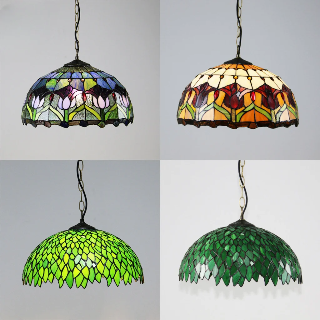 Pastoral Style Sun Flower Design  Bed Room Dinning Room Tiffany Art Glass Chandelier Lamp