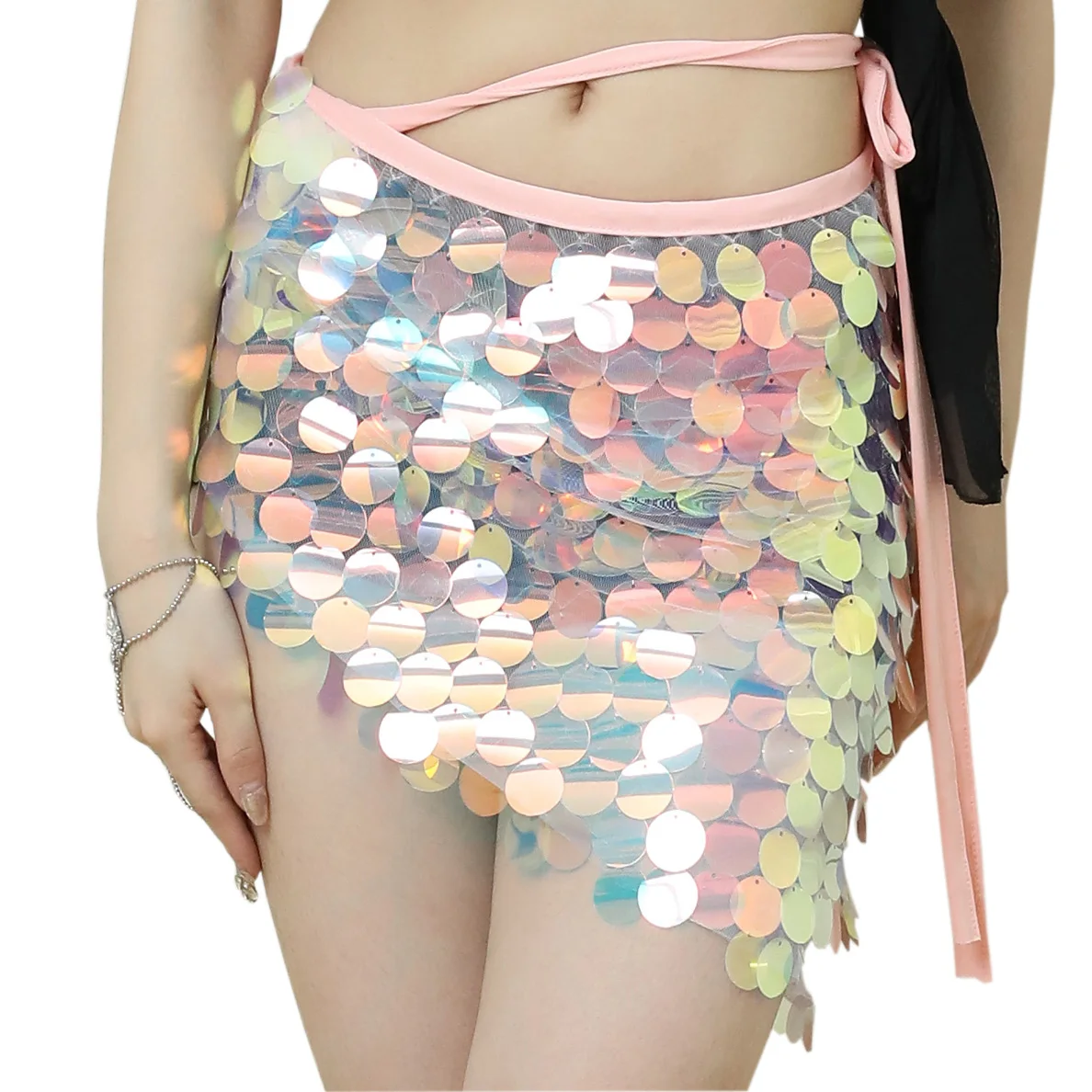 Dispatch Fast  Dancer Daily Accessories Rounded Sequin  Belly dance Mini Waist Belt in stock