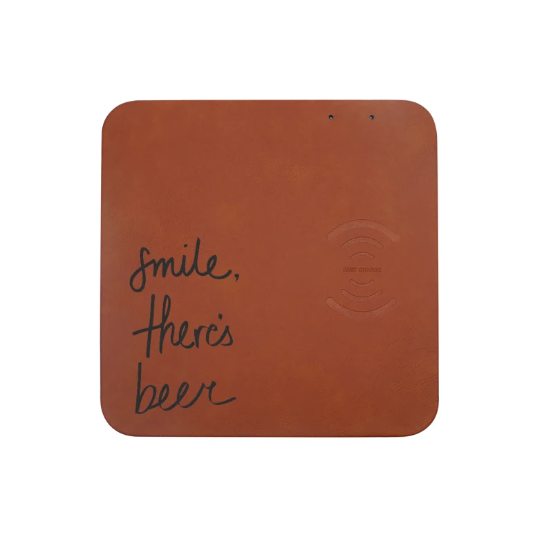 Customized Logo Engraving Charging Mouse Pad Laser Leatherette Wireless Charging Pad