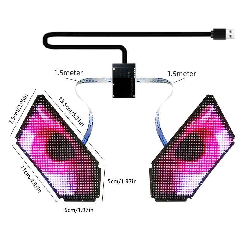 App control programmable electric movable eyes led display screen blinking eye led lights auto 3d winking eye led panel for car