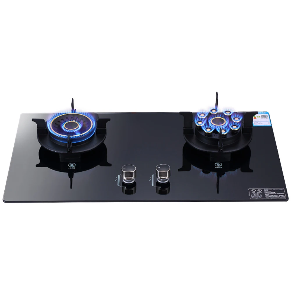 Factory Wholesale Kitchen home appliance double hobs explosion-proof glass embedded gas stove