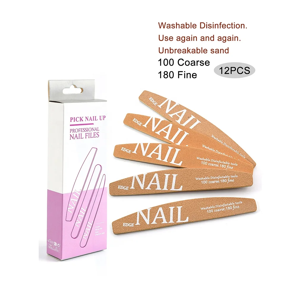 EDGE NAIL Print Pick Nail Up Professional Nail Files Coarse and Fine 12 pz Pack Kit Manicure with Display Box Set