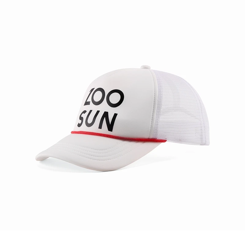 High quality custom silk screen printing logo sports trucker cap five-panel mesh foam trucker hat with rope custom