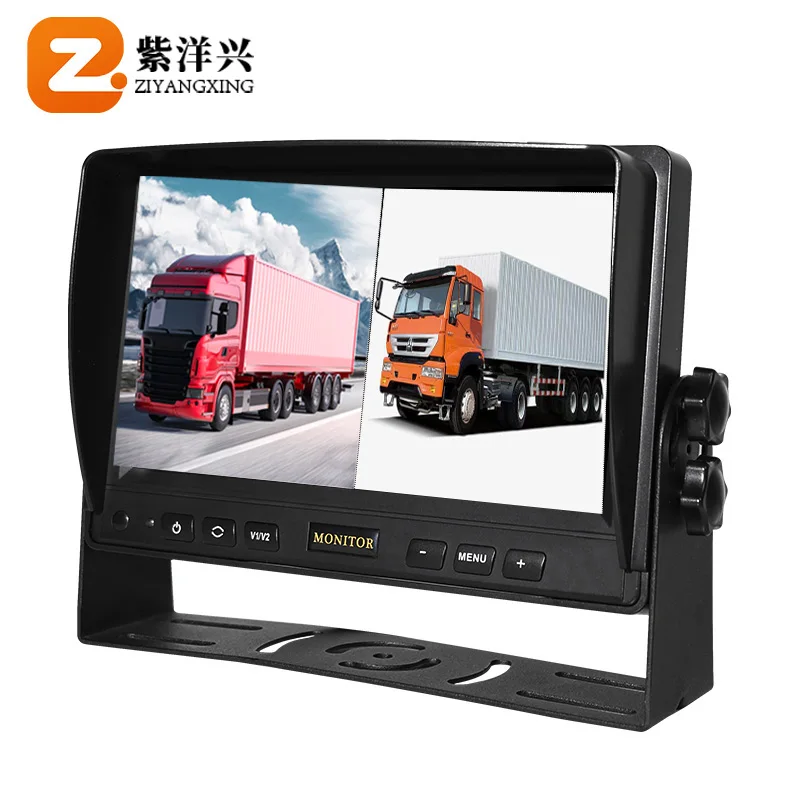 ZYX OEM 7 Inch Monitor 2CH Dual Split View IPS 1024*600 Car AHD Reverse Monitors DVR 1080P Rear View Monitor For VAN RV
