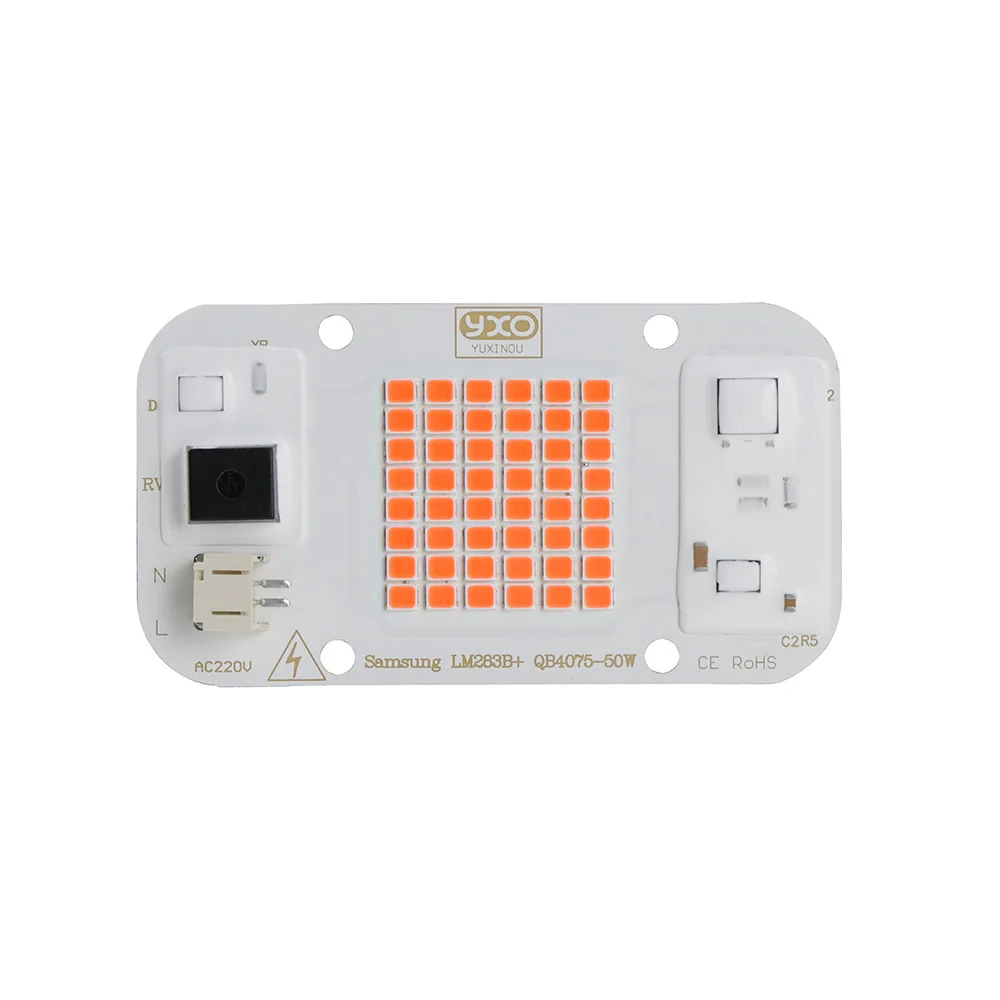 YXO Full spectrum led cob lamp bead 50w ac led cob chip AC 220V 660nm 395nm led 50w led chip