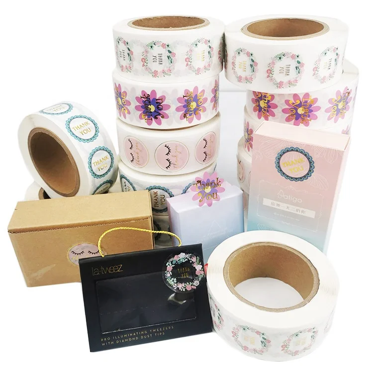 Transparent Thank You Stickers Roll Set of 500 pcs 2.5 cm / 1 inch Self Adhesive Label Boutique Supplies for Letter