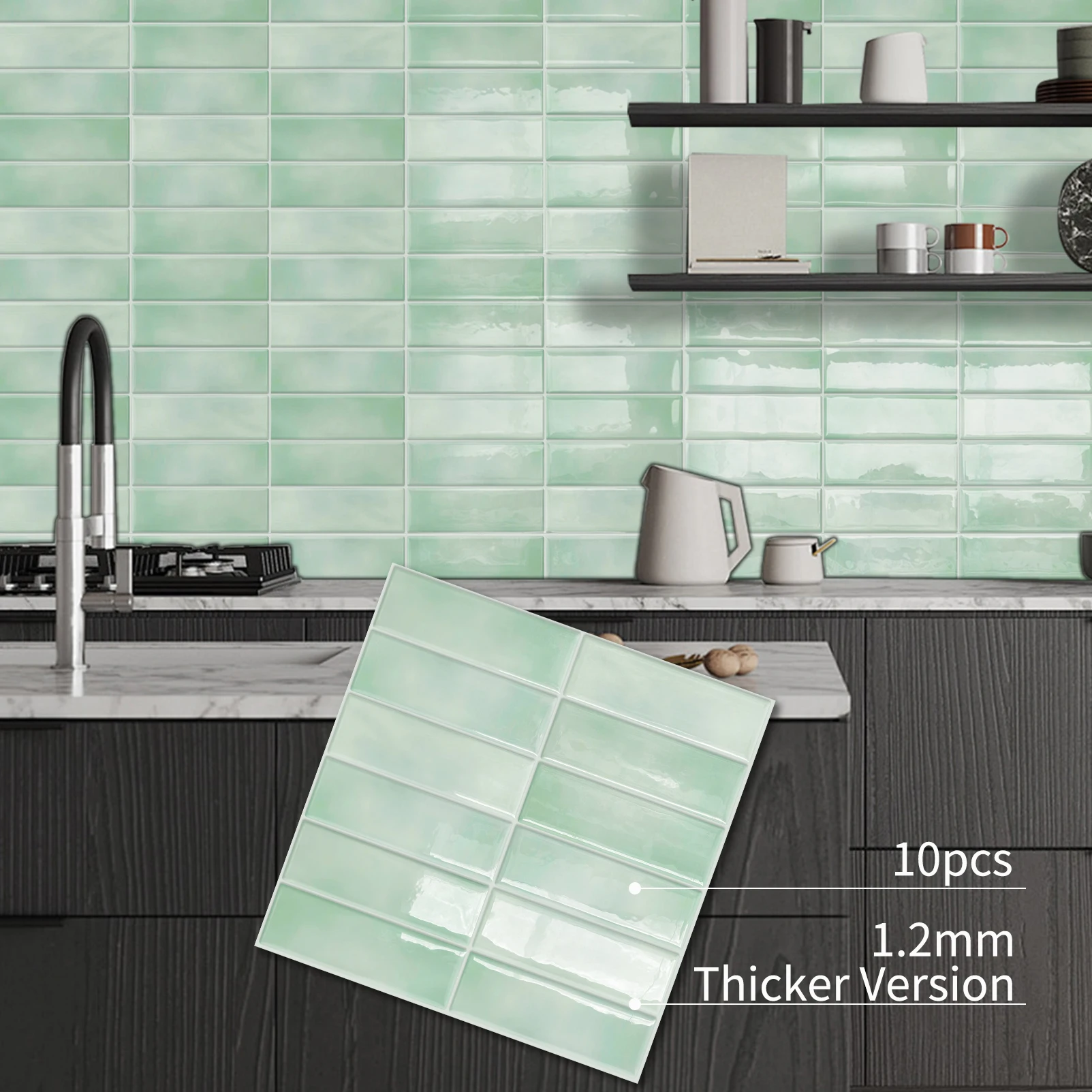 Home decoration  Green Wallpaper 3d Tiles Subway self adhesive Wall Tiles living room Kitchen Bathroom  Backsplash