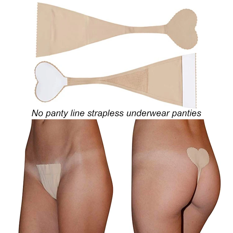 C string Seamless Self Adhesive Heart Shape Underwear No Panty Line Strapless Stick On Panties for women