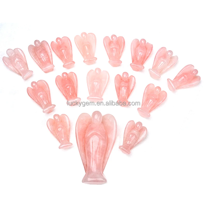 4Inch Large Rose Quartz Crystal Angels Hand Carved Natural Crystal Rose Quartz Angel Figurine