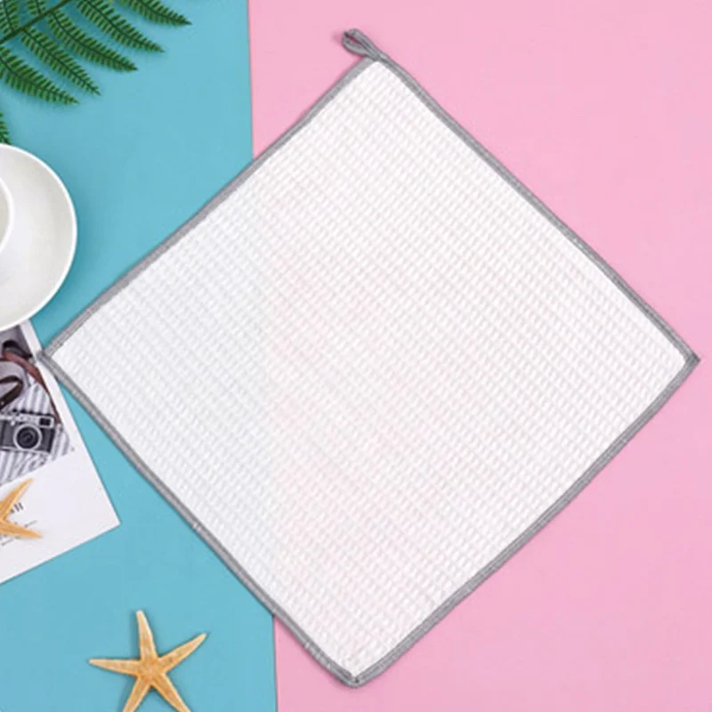 Wood Fiber Waffle Kitchen Wash Cloth Towel Kitchen Rag Tea Towel Wash-cloth Dishcloth Kitchen Waffle Cleaning Cloth Towel