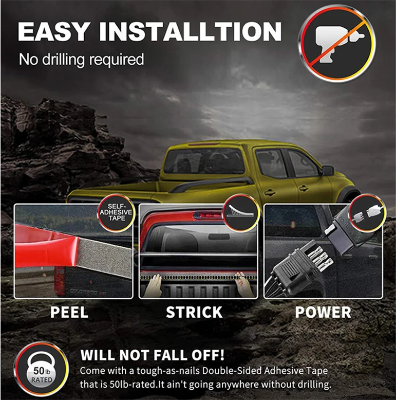 12V Car LED streamer 48inch Strip Running Turn Signal Brake Reverse Tail Light for car Pickup 120cm SUV RV Van Towing Vehicles