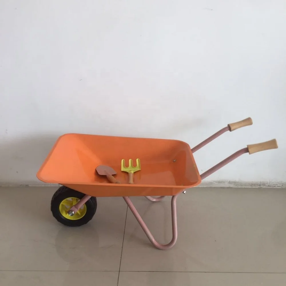 Kids mini wheel barrow with rubber wheel, and  enfironmental-friendly powder painted