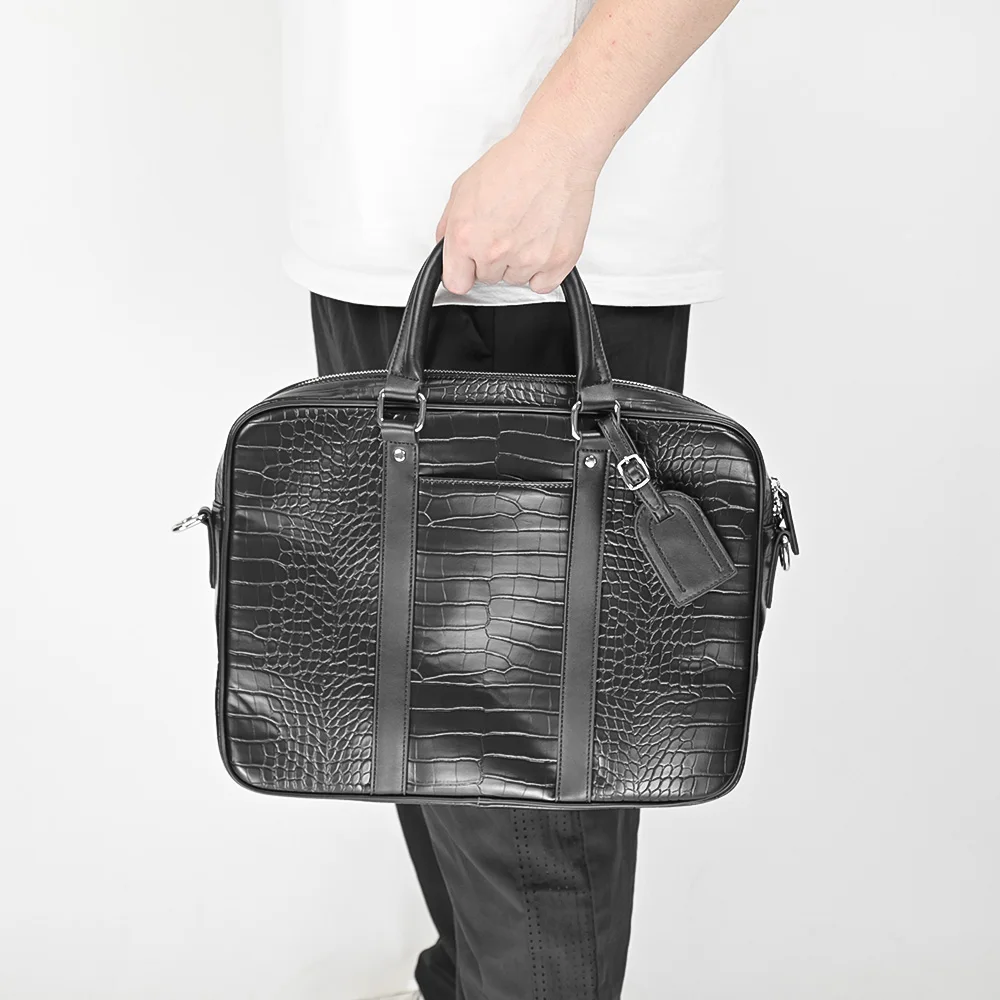 Office Business Man Leather Briefcase Crocodile Custom Genuine Leather Briefcase for Men