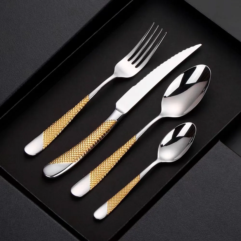 Wedding Gold Cutlery Stainless Steel Flatware Sets Dubai Knife Spoons and Forks Set Cutleries For Restaurants Luxury Tableware