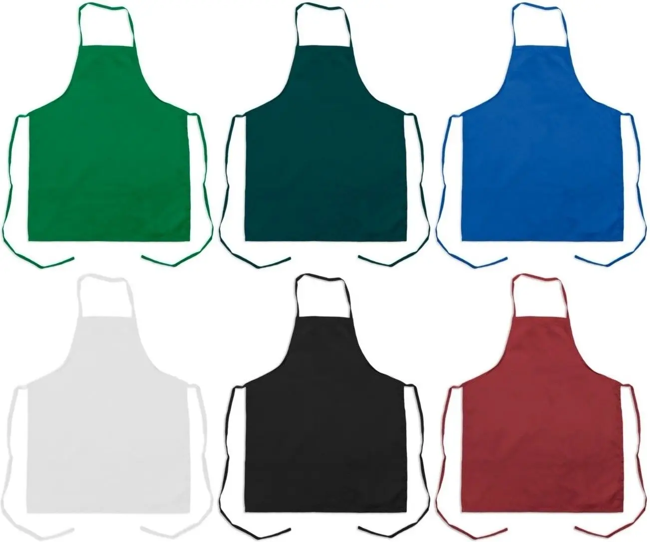Wholesale 100% MJS spun polyester bib apron with 3 pockets hunter green restaurant cooking aprons