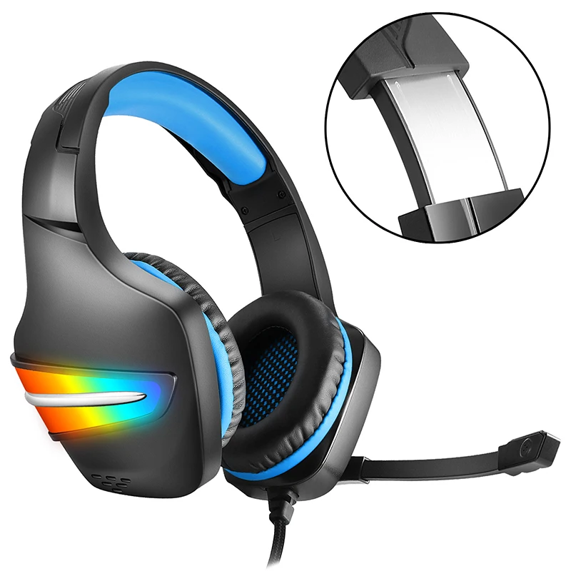 J6 Stereo Bass Active Noise Cancelling Led Light Headband Earphone Gaming Headset Headphones With Microphone