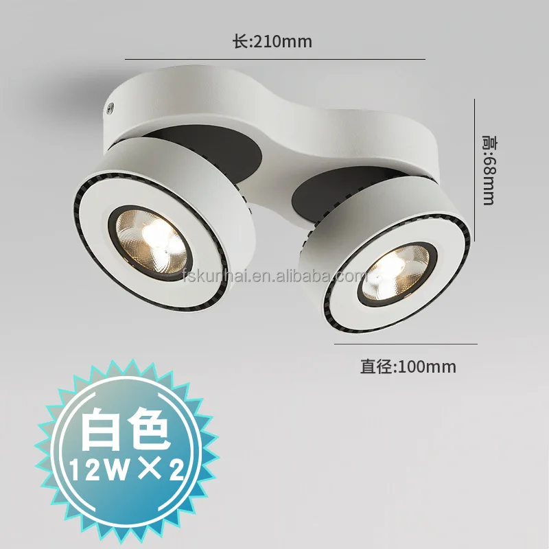 2 head surface mounted spotlight led focus foldable ceiling light Nordic living room background wall spotlight KH-WF-C-3033-2