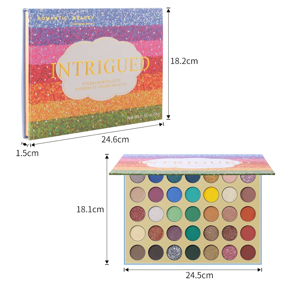 Unique Highly Pigmented 35 Colors Matte Private Label Glitter Eyeshadow Palette