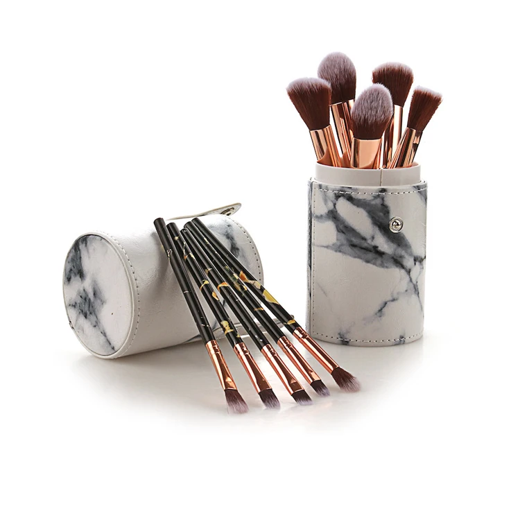 
2019 Hot 10PCS Popular Marble Makeup Brushes Cosmetics Kit Powder Makeup brush with holder 