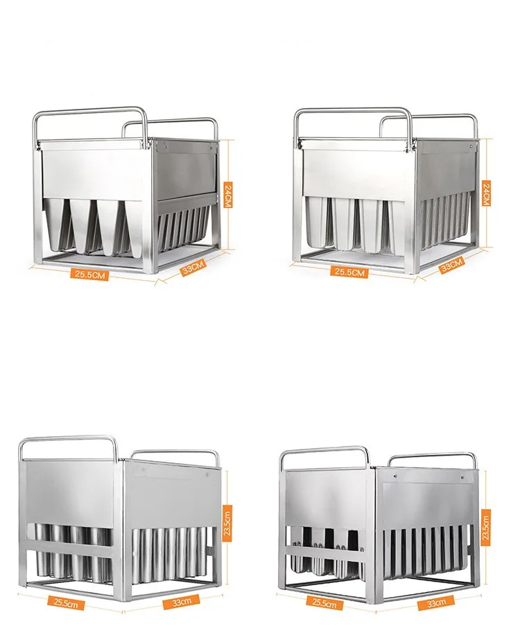 Stainless Steel Ice Lolly Mould Various Shape Square head Popsicle Mold Spiral Ice Cream Mold With Stick Holder
