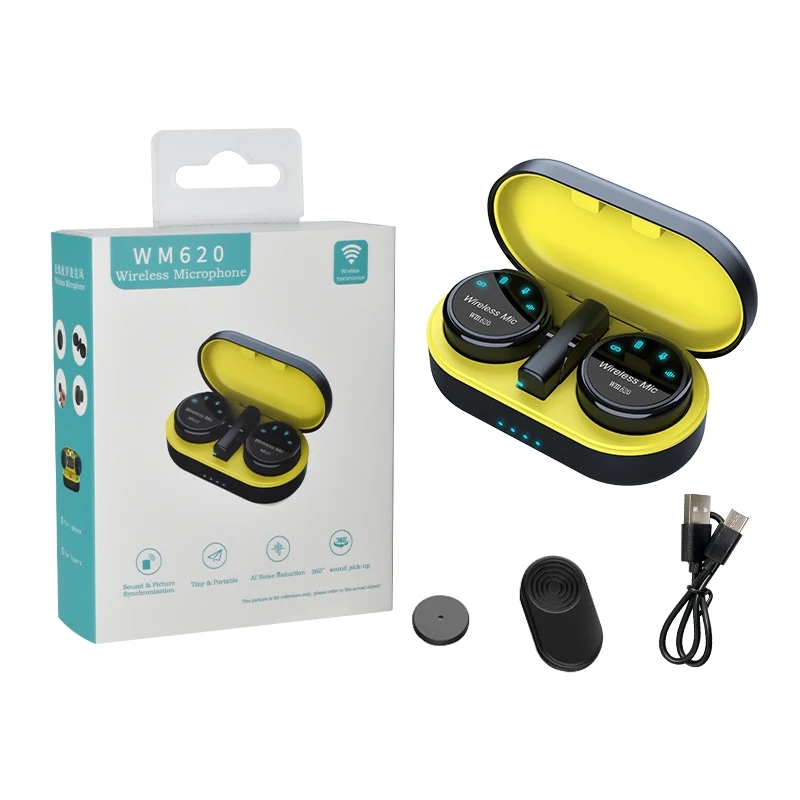 Wireless Magnetic Lapel Microphone professional cordless Lavalier mic with charging case for iphone Android cell phone