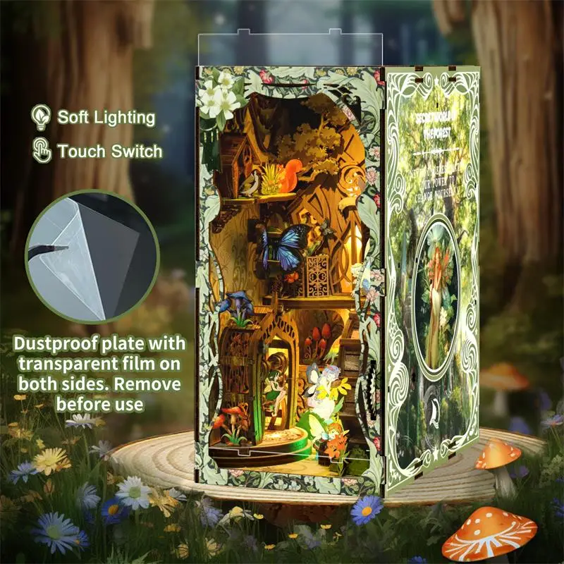 Wholesale custom UV printing fantasy wood dollhouse shop DIY nook book miniature furniture