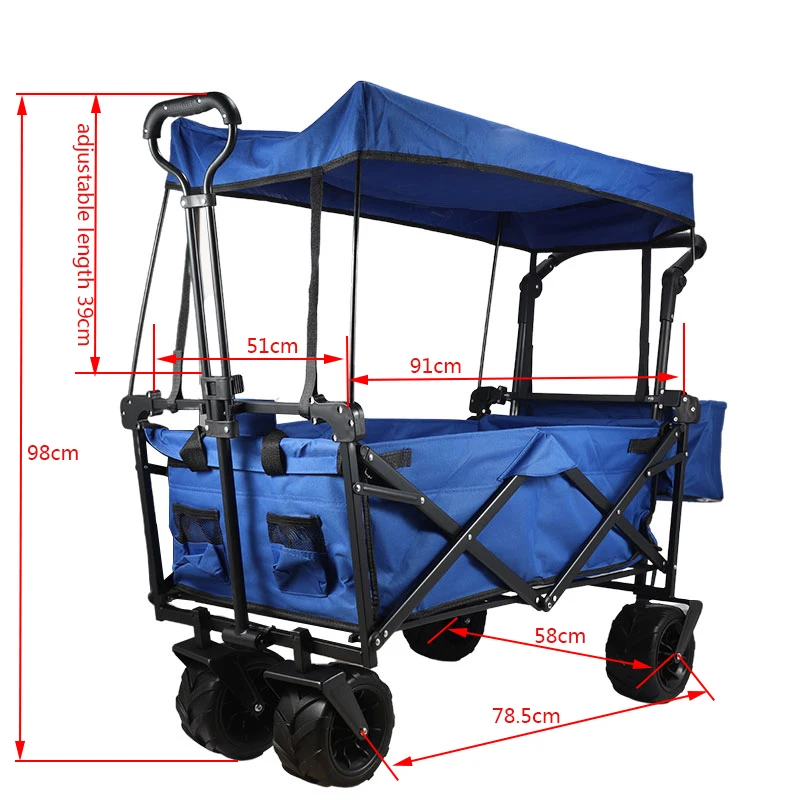 Factory OEM Custom Outdoor Steel Heavy Duty Folding Beach Wagon Cart