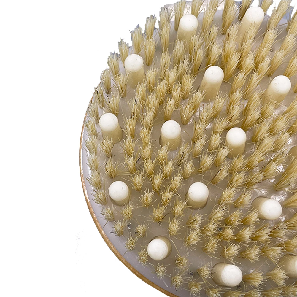 Hot Custom Logo Brand Wooden Round Body Clean Dry Skin Bath Brushes Massage Exfoliating Shower Brush