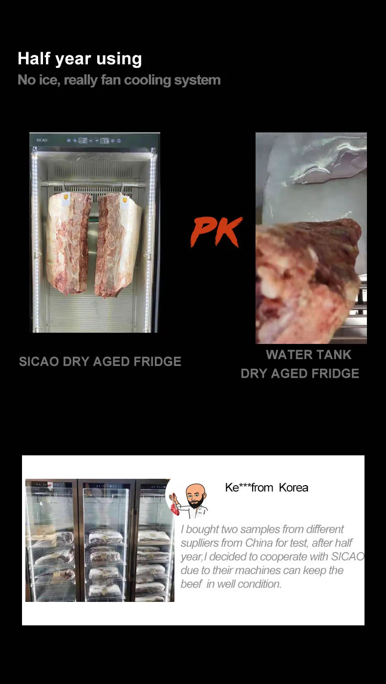 best dried age beaf ham and chees chamber clear glass door air purify charcoal filter cooler appliance 