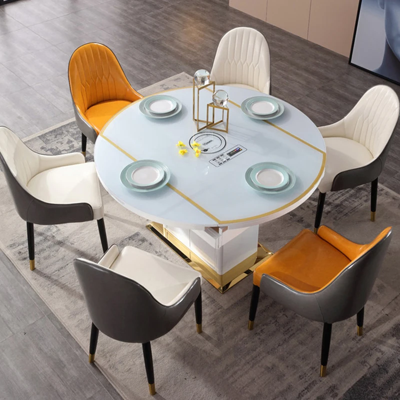 Home Furniture 6 Chair Set Modern Stainless Steel Designs Dining Table